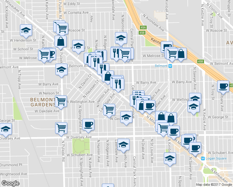 map of restaurants, bars, coffee shops, grocery stores, and more near in Chicago