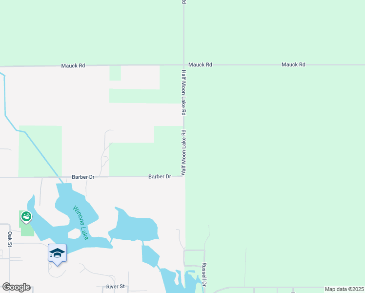 map of restaurants, bars, coffee shops, grocery stores, and more near 2642 Half Moon Lake Road in Hillsdale
