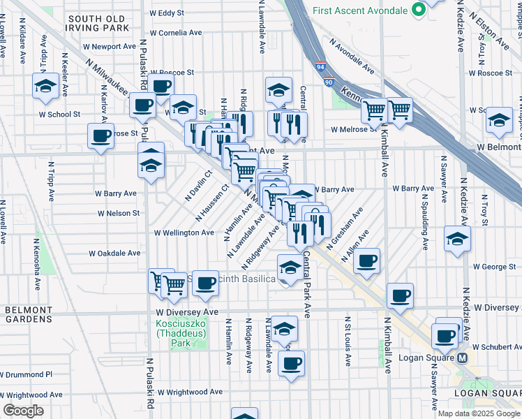 map of restaurants, bars, coffee shops, grocery stores, and more near in Chicago