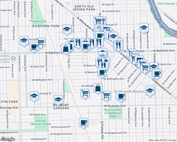 map of restaurants, bars, coffee shops, grocery stores, and more near in Chicago