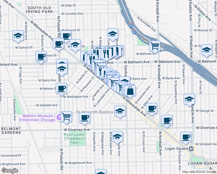 map of restaurants, bars, coffee shops, grocery stores, and more near in Chicago