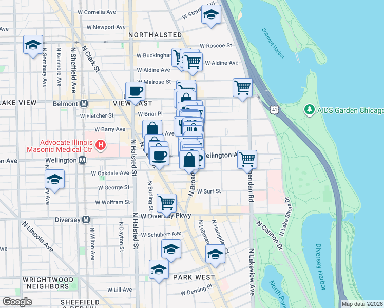 map of restaurants, bars, coffee shops, grocery stores, and more near in Chicago