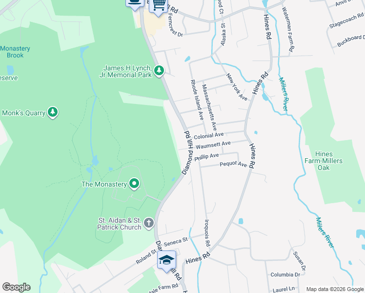 map of restaurants, bars, coffee shops, grocery stores, and more near 4 Waumsett Avenue in Cumberland