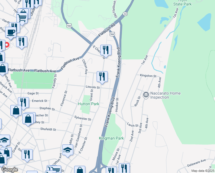map of restaurants, bars, coffee shops, grocery stores, and more near 97 Hutton Street in Kingston