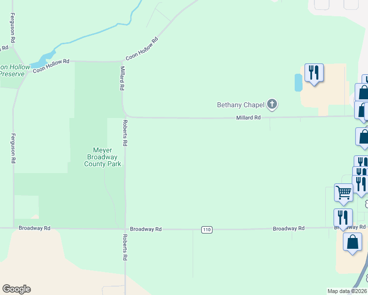 map of restaurants, bars, coffee shops, grocery stores, and more near 14765 Millard Road in Three Rivers