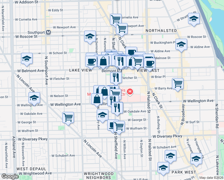 map of restaurants, bars, coffee shops, grocery stores, and more near in Chicago
