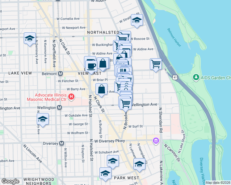 map of restaurants, bars, coffee shops, grocery stores, and more near in Chicago