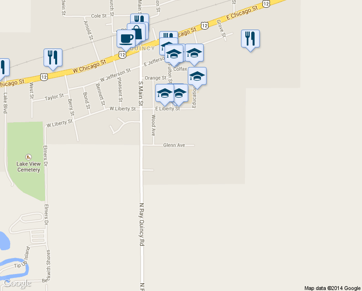 map of restaurants, bars, coffee shops, grocery stores, and more near 40 Glenn Avenue in Quincy