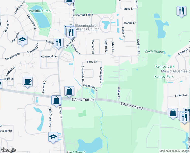 map of restaurants, bars, coffee shops, grocery stores, and more near 312 Morningside Drive in Bloomingdale