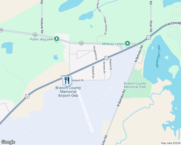 map of restaurants, bars, coffee shops, grocery stores, and more near 119 East Chicago Road in Coldwater