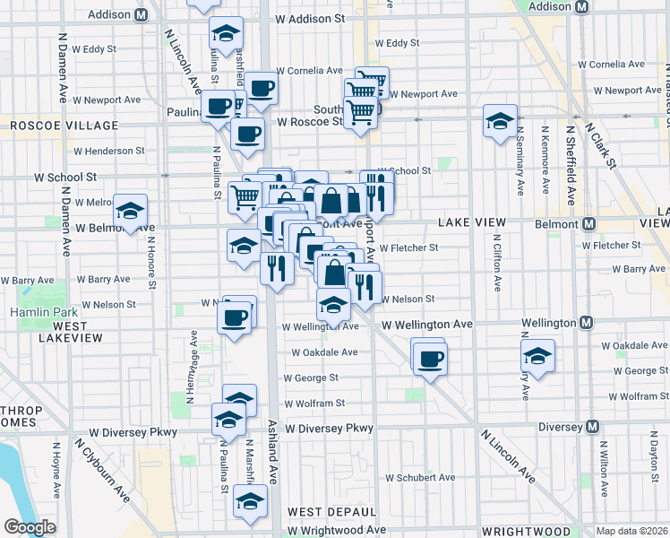 map of restaurants, bars, coffee shops, grocery stores, and more near in Chicago