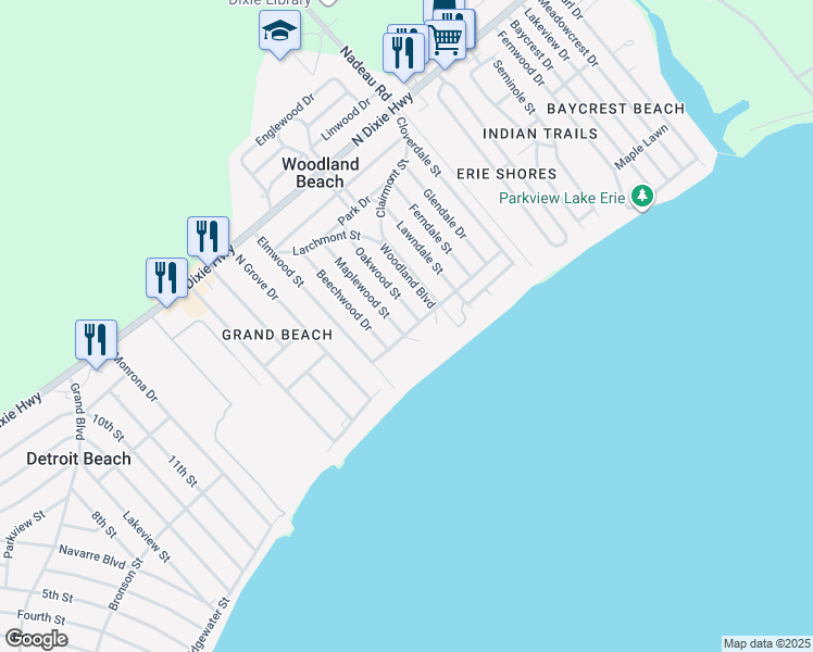 map of restaurants, bars, coffee shops, grocery stores, and more near 3336 Oakwood Street in Monroe