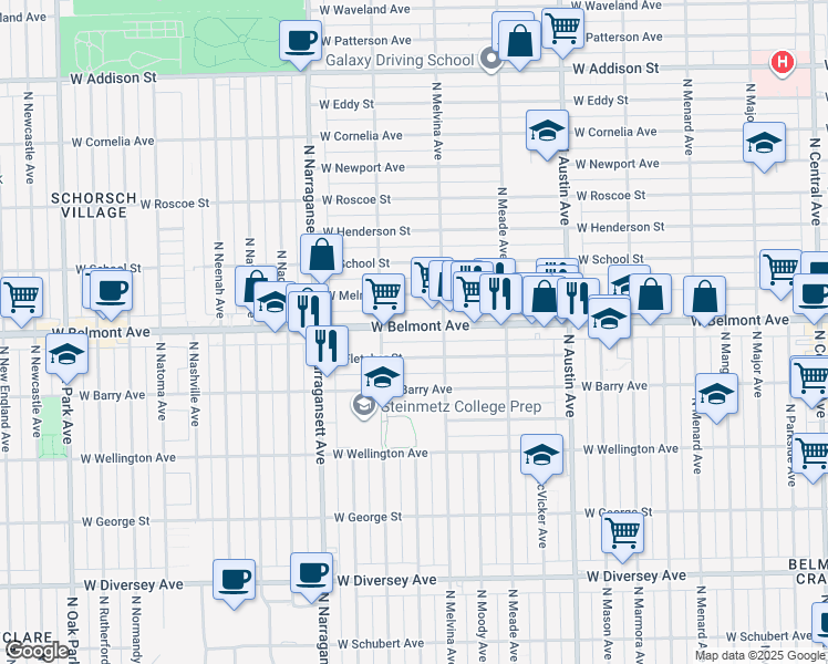 map of restaurants, bars, coffee shops, grocery stores, and more near in Chicago