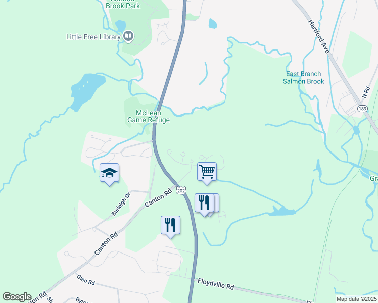 map of restaurants, bars, coffee shops, grocery stores, and more near 13 Hunter's Ridge Road in Granby