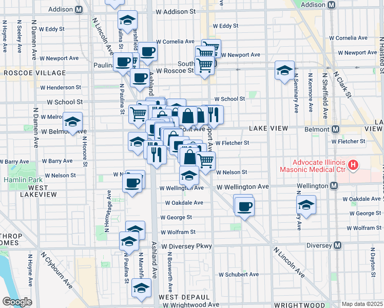 map of restaurants, bars, coffee shops, grocery stores, and more near in Chicago