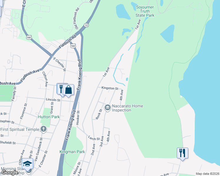 map of restaurants, bars, coffee shops, grocery stores, and more near Kingston Street in Kingston