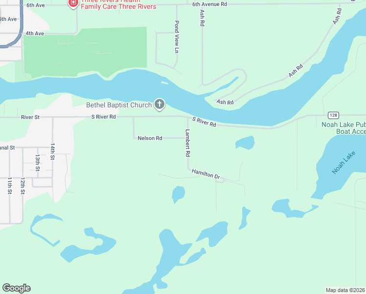 map of restaurants, bars, coffee shops, grocery stores, and more near 17951 Nelson Road in Three Rivers