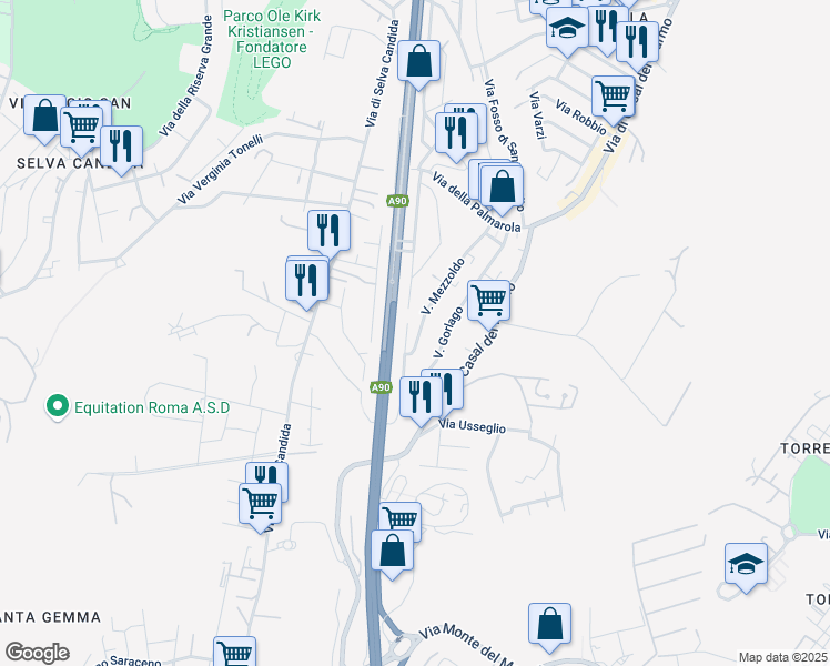 map of restaurants, bars, coffee shops, grocery stores, and more near 118 Via Mezzoldo in Zona L Ottavia