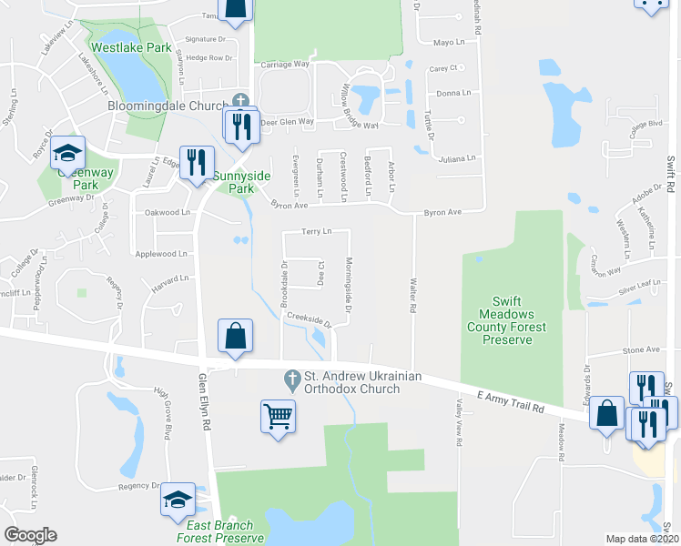 map of restaurants, bars, coffee shops, grocery stores, and more near 312 Morningside Drive in Bloomingdale