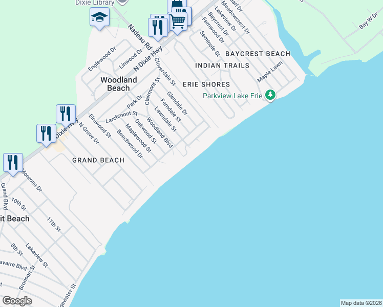map of restaurants, bars, coffee shops, grocery stores, and more near 3330 Lakeshore Drive in Monroe