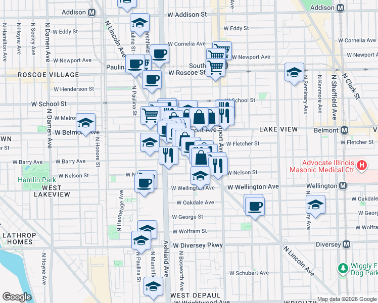map of restaurants, bars, coffee shops, grocery stores, and more near in Chicago