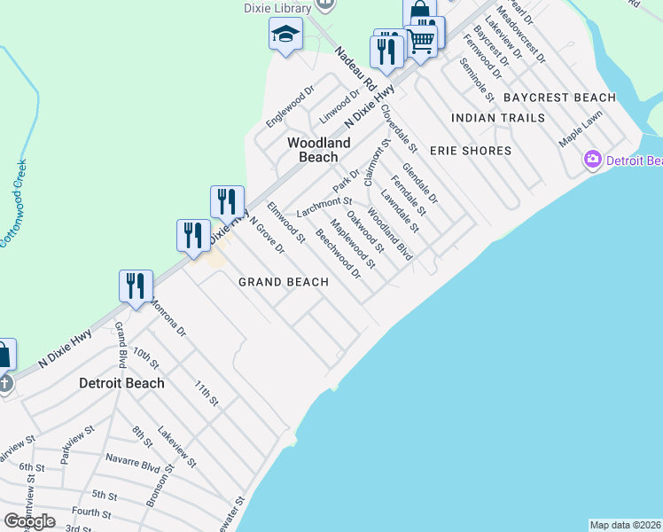 map of restaurants, bars, coffee shops, grocery stores, and more near 3214 Elmwood Street in Monroe
