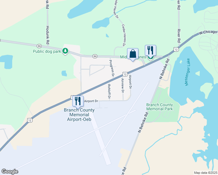 map of restaurants, bars, coffee shops, grocery stores, and more near 367 Rohloff Drive in Coldwater