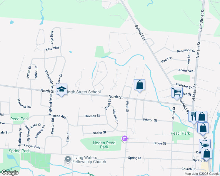 map of restaurants, bars, coffee shops, grocery stores, and more near 9 Quail Court in Windsor Locks