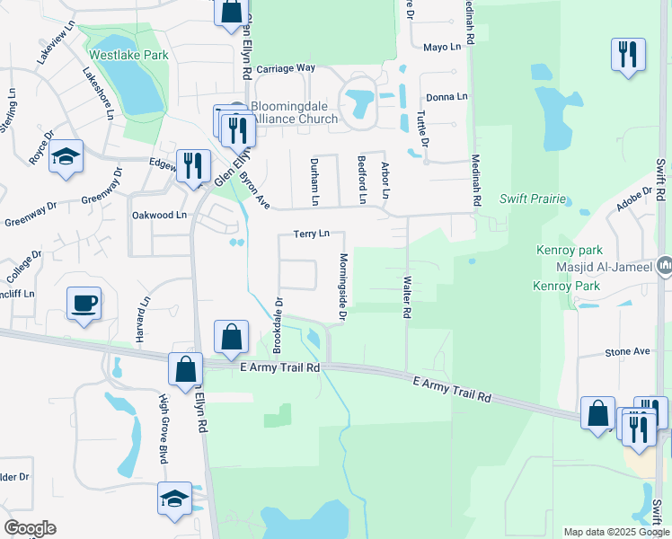 map of restaurants, bars, coffee shops, grocery stores, and more near 312 Morningside Drive in Bloomingdale