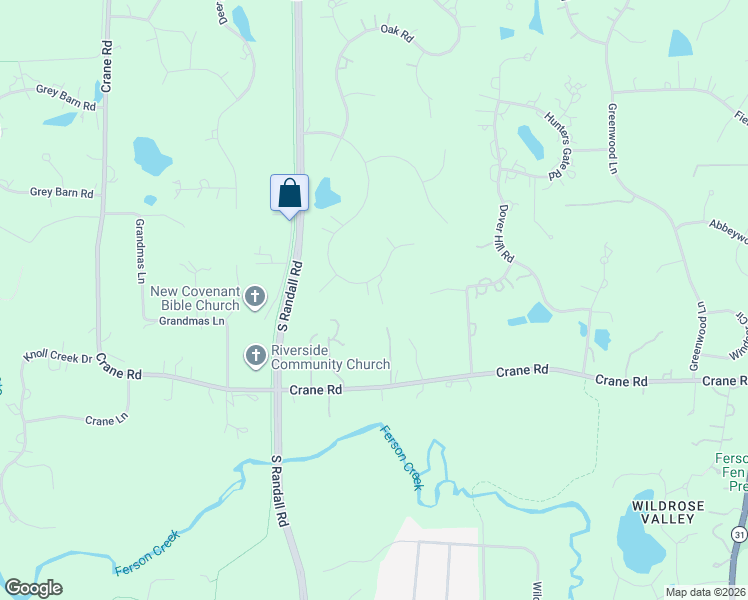 map of restaurants, bars, coffee shops, grocery stores, and more near 36W825 Middlecreek Lane in St. Charles