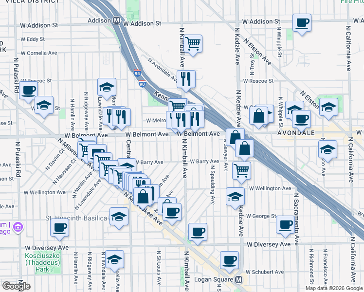 map of restaurants, bars, coffee shops, grocery stores, and more near in Chicago