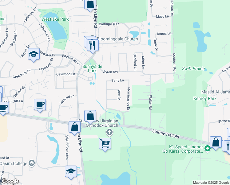 map of restaurants, bars, coffee shops, grocery stores, and more near 306 Dawn Ct in Bloomingdale