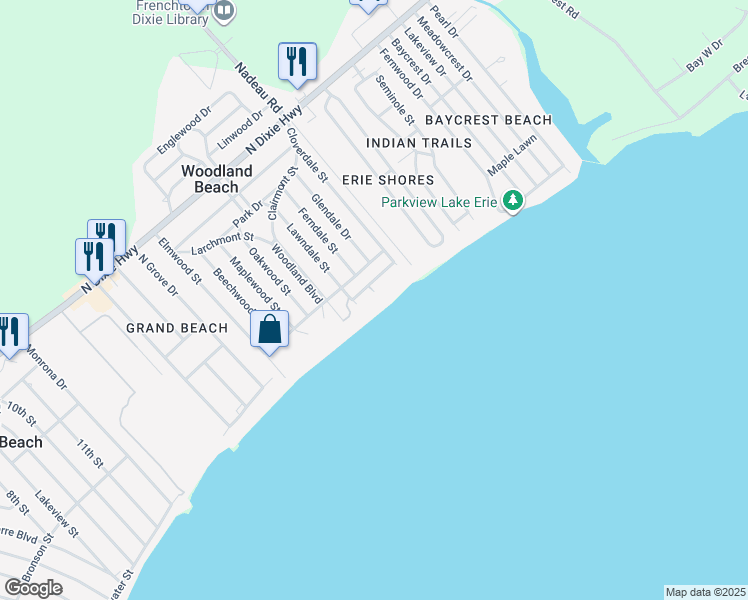 map of restaurants, bars, coffee shops, grocery stores, and more near 3330 Lakeshore Drive in Monroe