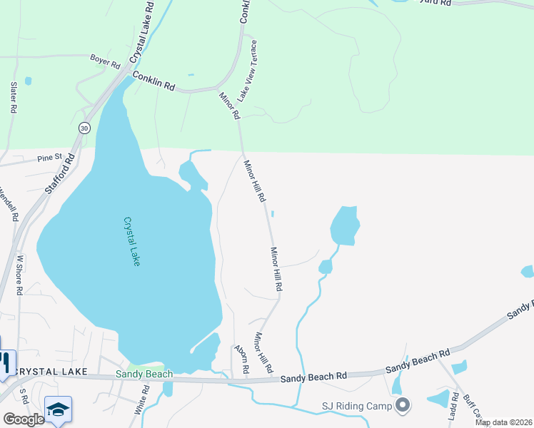 map of restaurants, bars, coffee shops, grocery stores, and more near 55 Minor Hill Road in Ellington