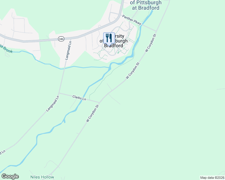 map of restaurants, bars, coffee shops, grocery stores, and more near 346 West Corydon Street in Bradford