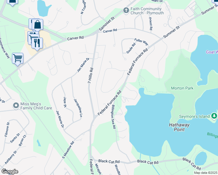 map of restaurants, bars, coffee shops, grocery stores, and more near 47 Cooke Road in Plymouth