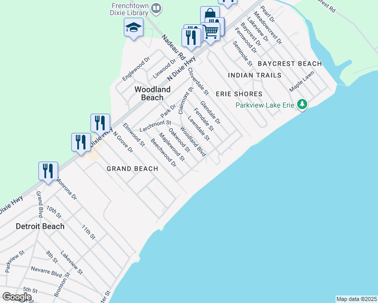 map of restaurants, bars, coffee shops, grocery stores, and more near 3336 Oakwood Street in Monroe