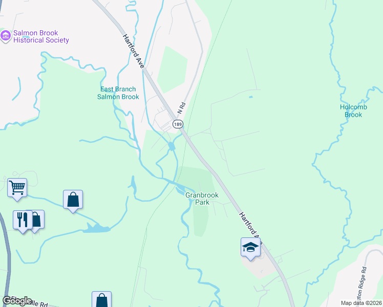 map of restaurants, bars, coffee shops, grocery stores, and more near 133 Hartford Avenue in East Granby