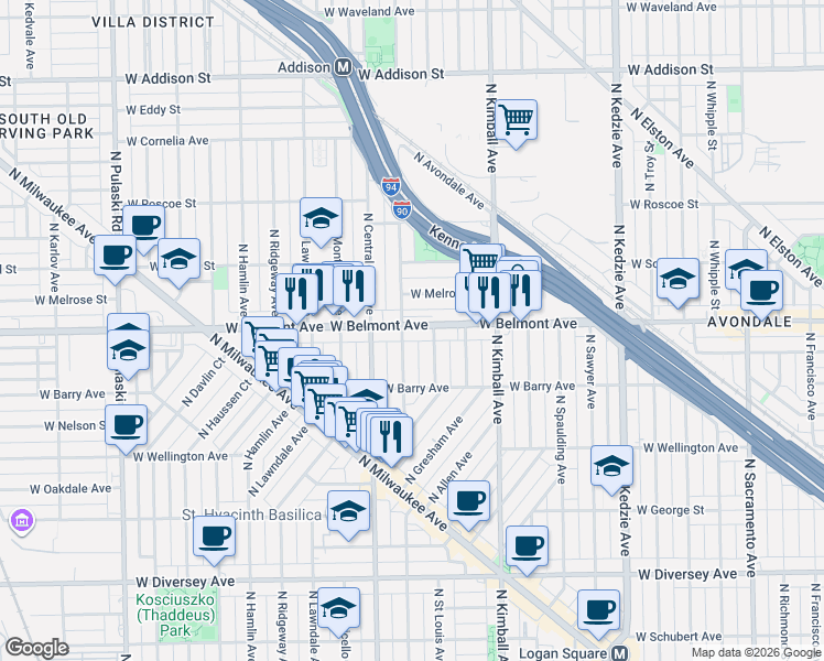 map of restaurants, bars, coffee shops, grocery stores, and more near in Chicago