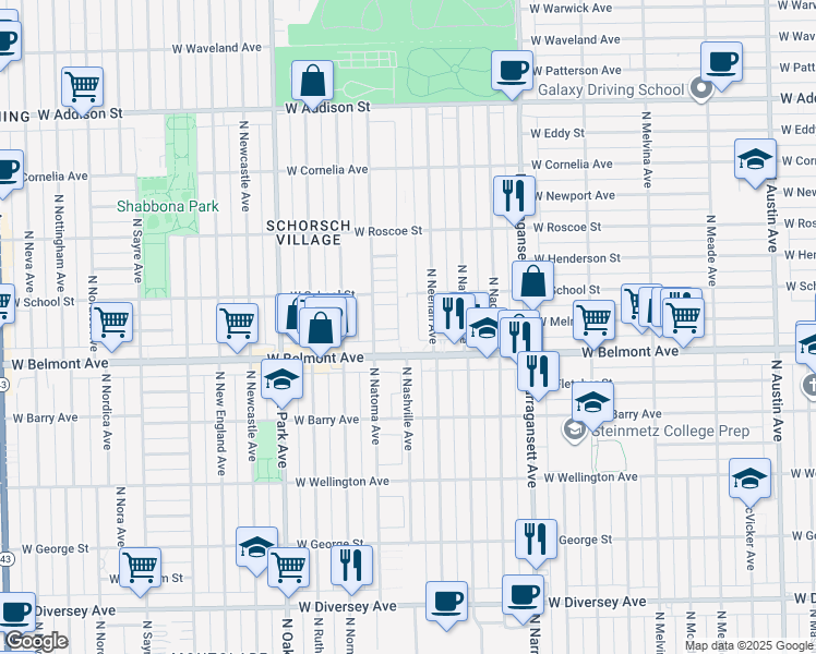 map of restaurants, bars, coffee shops, grocery stores, and more near in Chicago