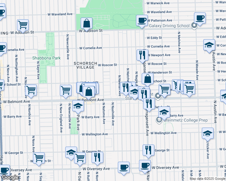 map of restaurants, bars, coffee shops, grocery stores, and more near in Chicago