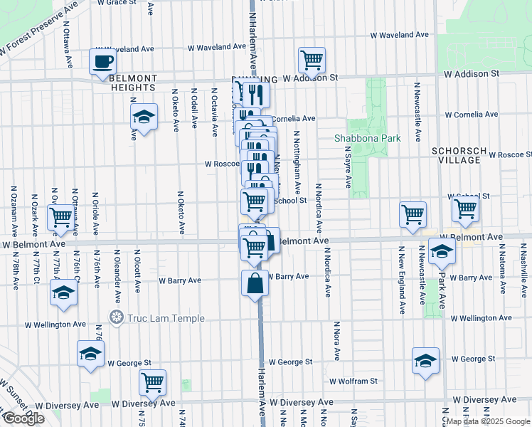 map of restaurants, bars, coffee shops, grocery stores, and more near in Chicago