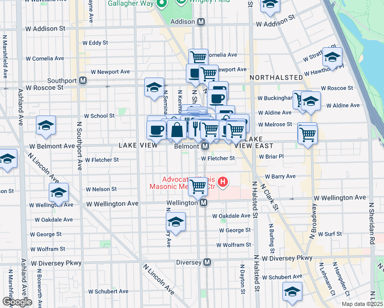 map of restaurants, bars, coffee shops, grocery stores, and more near in Chicago
