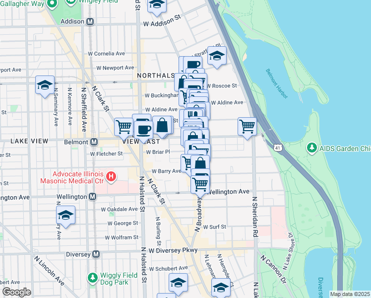 map of restaurants, bars, coffee shops, grocery stores, and more near in Chicago