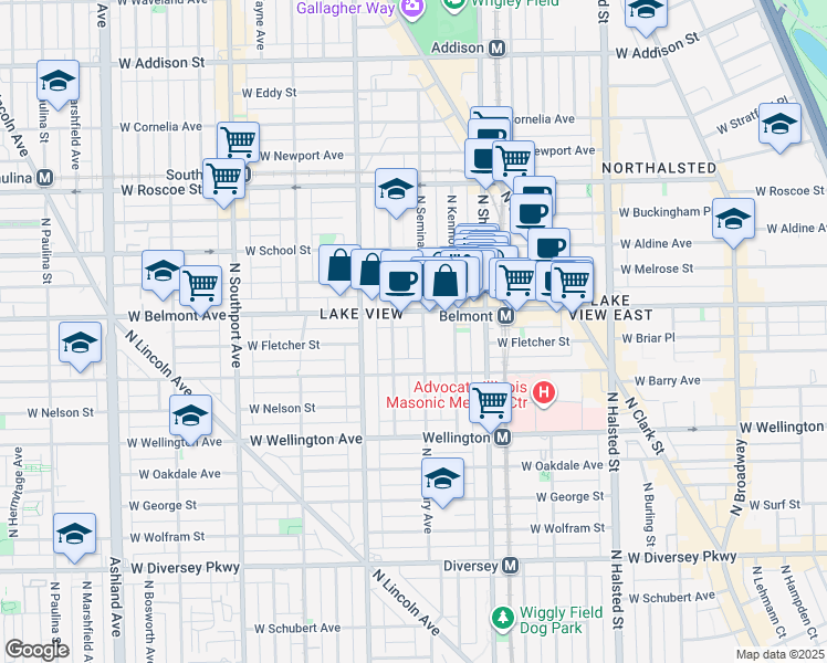 map of restaurants, bars, coffee shops, grocery stores, and more near in Chicago