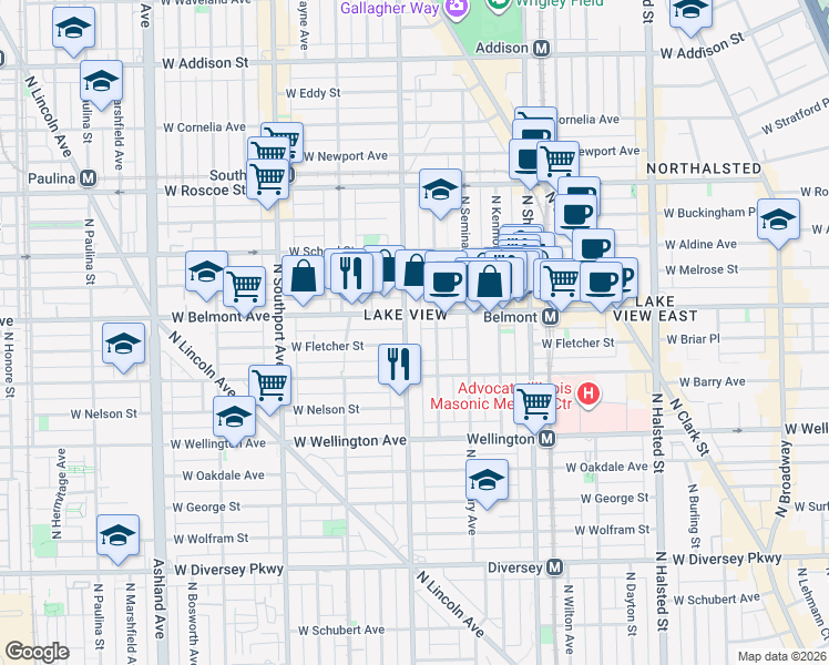 map of restaurants, bars, coffee shops, grocery stores, and more near in Chicago