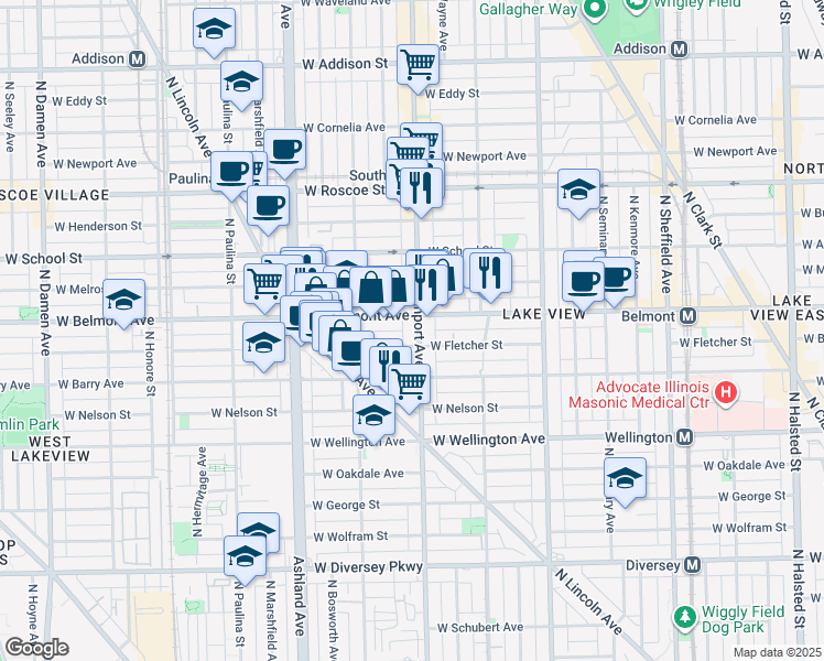map of restaurants, bars, coffee shops, grocery stores, and more near in Chicago