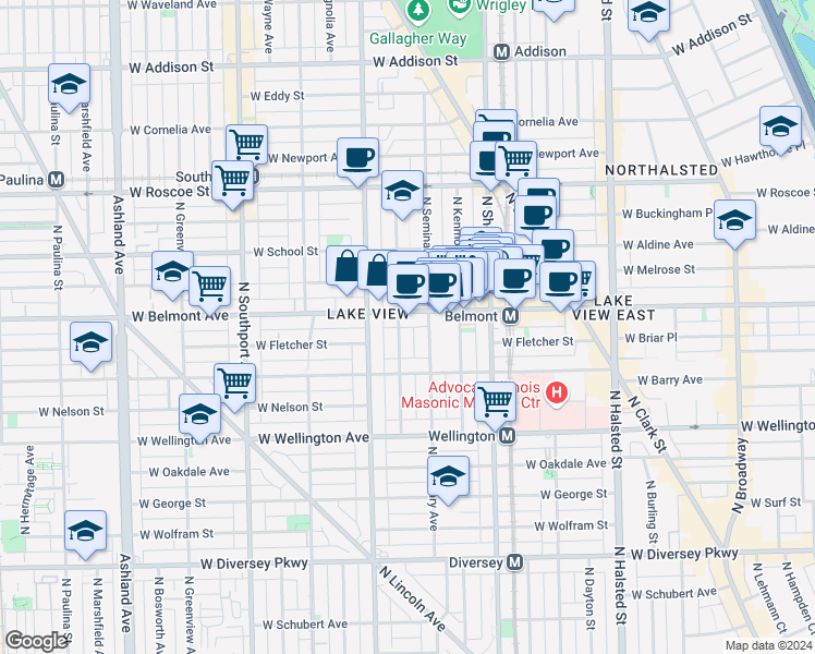 map of restaurants, bars, coffee shops, grocery stores, and more near in Chicago
