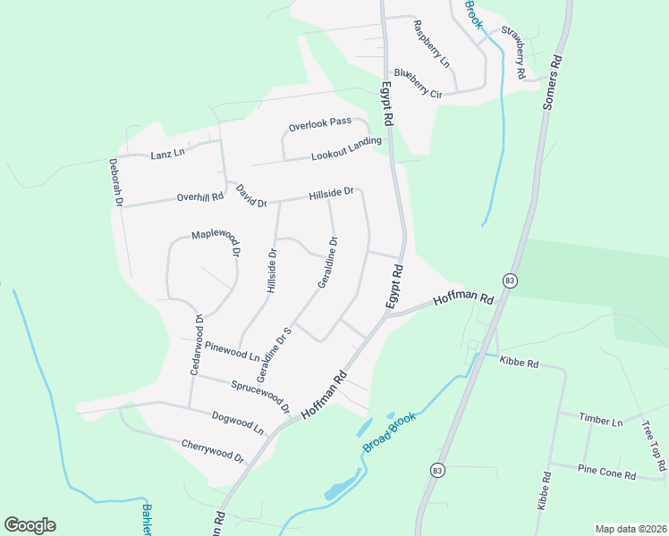 map of restaurants, bars, coffee shops, grocery stores, and more near 13 Geraldine Drive in Ellington
