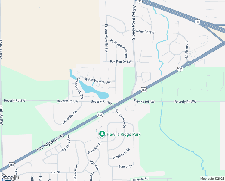 map of restaurants, bars, coffee shops, grocery stores, and more near 4015 Water Point Court Southwest in Cedar Rapids
